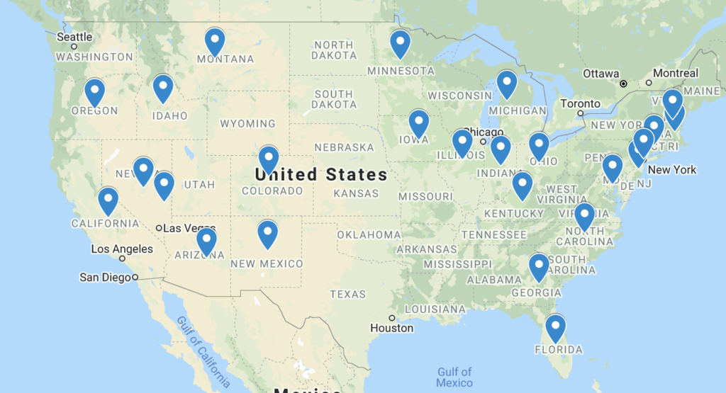 Map of WCCM Meditation Group Locations